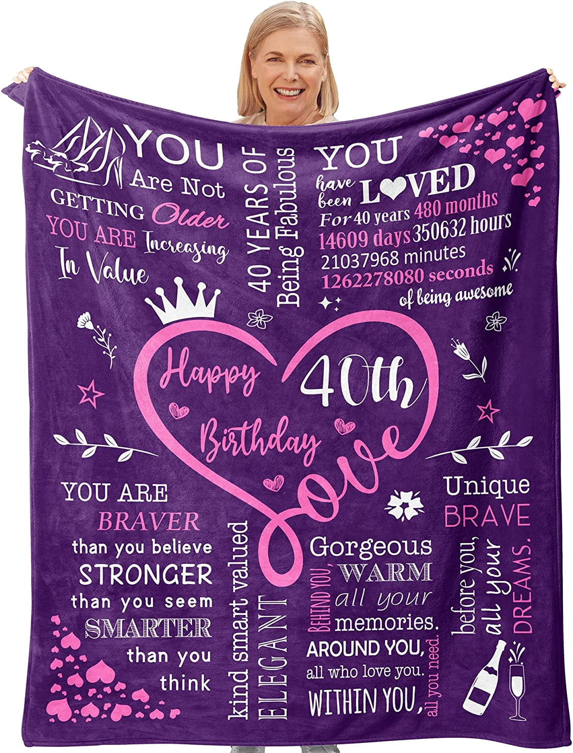 40th Birthday Gifts For Women 50" X 60" Blanket, Funny Gift For 40th Birthday Women, Birthday Gift Ideas Throw Blankets, 40-Year-Old Birthday Decoration For Mom, Wife, Unique 40th Birthday Gift - Walmart.com